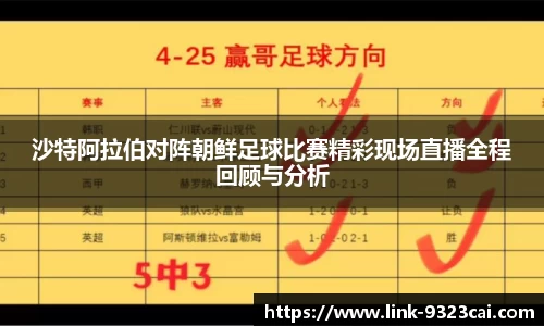沙特阿拉伯对阵朝鲜足球比赛精彩现场直播全程回顾与分析